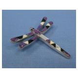 Signed Sterling Silver N/A Dragonfly Inlayed Pin