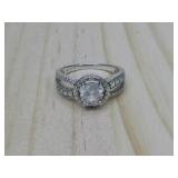 Sterling Silver White Topaz Ring Hallmarked