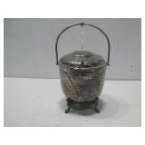 Vtg Silver On Copper Ice Bucket W/Swing Handle See