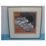 SW Native American Pottery Framed Art See Info