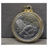 Vtg. 999 Silver Pendant 1 1/16' See Info