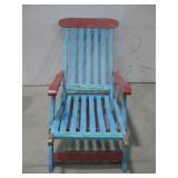 Vtg Wooden Lounge Chair W/Brass Tone Hardware See