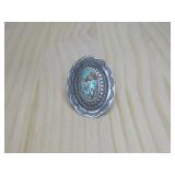 Vtg S.S. N/A #8 Turquoise Ring Hallmarked See Info