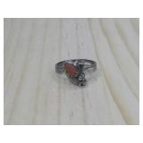 Vtg Sterling Silver N/A Coral Ring Hallmarked
