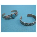 Two Silver Tone Southwestern Youth Bracelets
