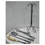 Wrought Iron 5-Piece Fireplace Tool Set See Info