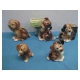 Five Vtg Ceramic Dog Figurine Vases See Info
