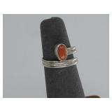 Vtg Sterling Silver Wrap Around Tested Coral Ring