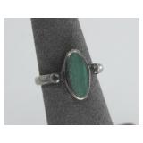 Vtg Sterling Silver Tested Malachite Ring See Info