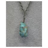 Wire Wrapped Turquoise Nugget Pendant Necklace