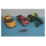 Assorted Toy Cars, Vtg John Deere Tractor, Anvil