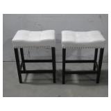 Two Faux Leather Saddle Bar Stools 23' Tall See