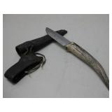 Vtg Fixed Blade Antler Knife 8.5' Long
