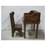 Vtg Wood Childrens Desk W/ Chair See Info