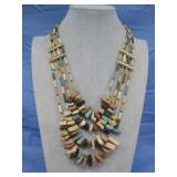 Multi Strand Dyed Bone Necklace