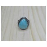 Vtg Sterling Silver  N/A Turquoise Ring Hallmarked