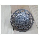 Vtg. Mexican S.S Aztec Motif Pin/Pendant Hallmark