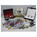 (2) Vtg Jewelry Boxes, Cigar Box & Assorted See