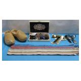 Wooden Clogs, Two N/A Ceremonial Sashes See Info