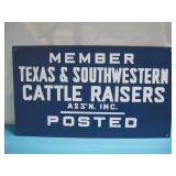 Metal Texas & Southwestern Cattle Raisers Sign See