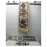 Three SW N/A Style Mats & Woven Tapestry