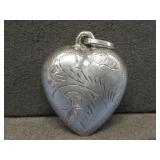 Sterling Silver Vtg Puffed Heart Pendant