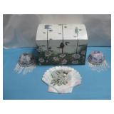 Decorative Painted Chest, Two Vtg Lampshades See