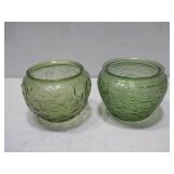 Two Vtg Textured Glass Bowls 5' x 6.5'