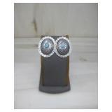 Vtg Sterling Silver N/A Turq Earrings Tested See