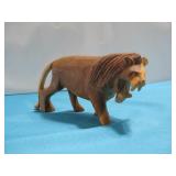 Wood Carved Lion Figurine