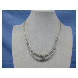 Vtg. Two Strand Silvertone Necklace