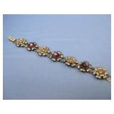 Vtg. Mexican Floral S.S 10K GF Amethyst Bracelet