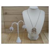 Vtg. Bal-Ron GF Rhinestone Pendant & Earrings See;