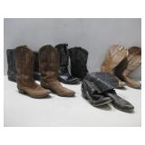 Five Pairs Of Leather Cowboy Boots See Info
