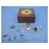 Assorted SW S.S. Jewelry In Wood Trinket Box See