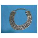 Silver Tone Beaded & Linked Collar Necklace See