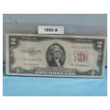 (1) 1953A Red Seal $2 U.S. Note