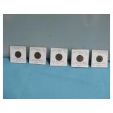 (5) Consecutive 1899-1903 Indian Head Cents