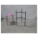 Two Metal Plant Stands & Toilet Paper Holder See