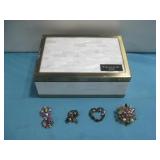 Tahari Home Mother of Pearl Jewelry Box W/Jewelry