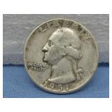 1951 Washington Silver Quarter 90% Silver