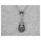 Sterling Violin Necklace W/Chain Clasp Not S.S