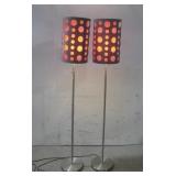 2 Modern Retro Style Floor Lamps Both Power On See