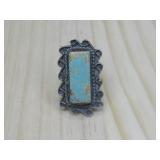 Vtg S.S. N/A #8 Mine Turq. Ring Hallmarked