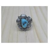Vtg Sterling Silver N/A Turq. Ring Hallmarked
