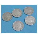 (5) Buffalo Nickels