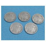 (5) Buffalo Nickels