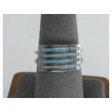 S.S. Zuni Multi Row Turquoise Ring Hallmarked