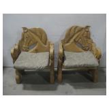 Wood Carved Horse Chairs 25' x 19' x 35' See Info