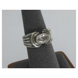 Sterling Silver Tested VTT Cz Grooved Band Ring